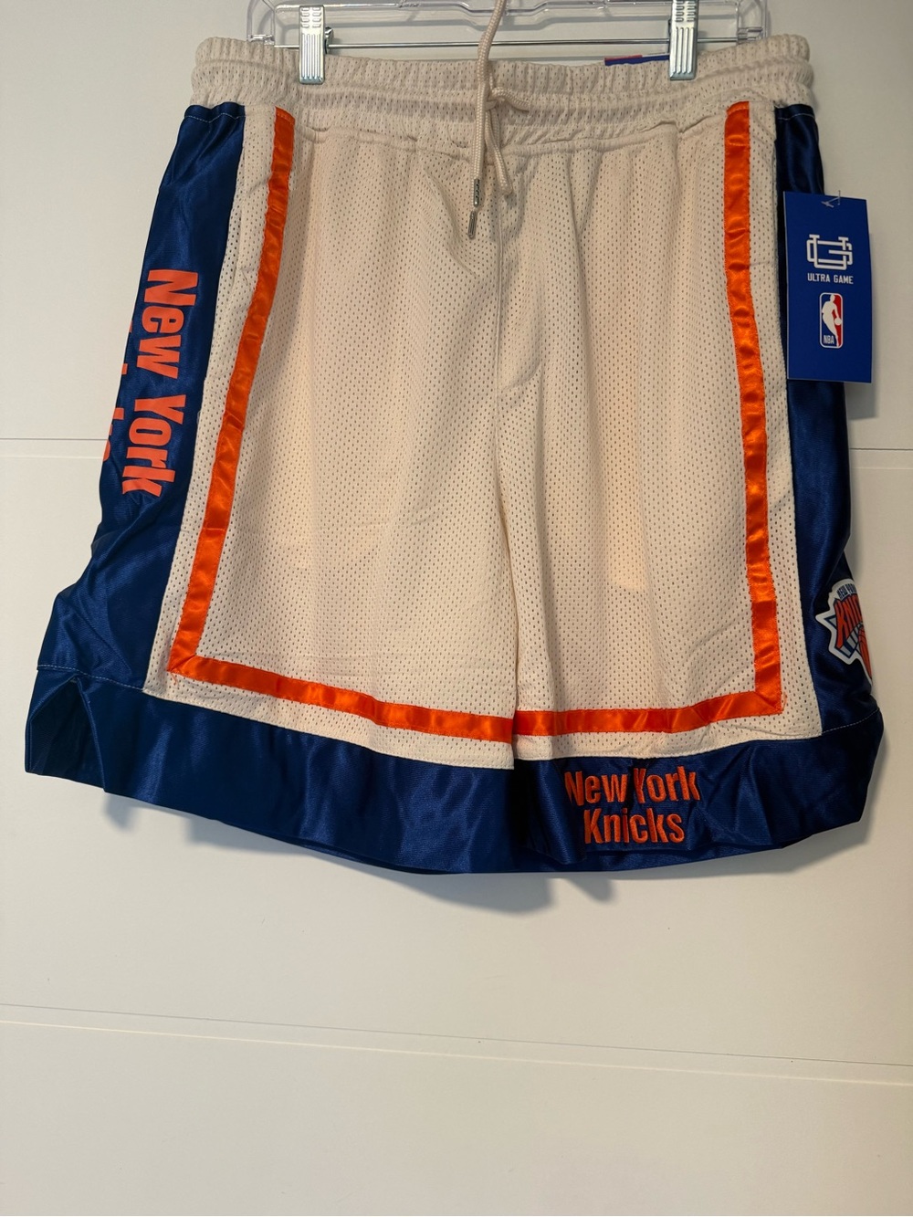 NBA New York Knicks Mesh Basketball Shorts - White/Blue/Orange